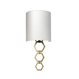 Clark Small 1 Light Wall Light, Aged Brass, Ivory Faux Silk Shade - thumbnail 2