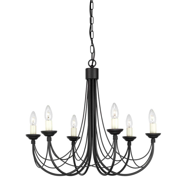 Carisbrooke 6 Light Multi Arm Chandelier Black Finish - Glass Shades Not Included, E14 - image 1