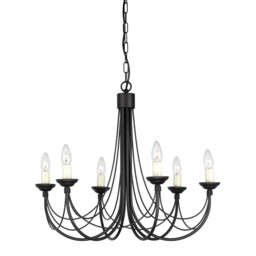 Carisbrooke 6 Light Multi Arm Chandelier Black Finish - Glass Shades Not Included, E14 - thumbnail 1