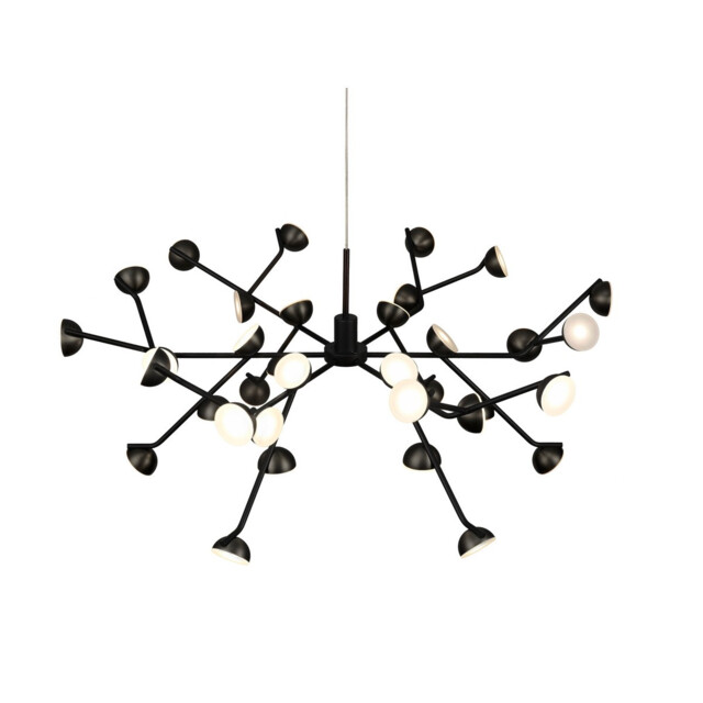 Adn 36 Light Pendant, Round 74cm, 100W LED, 3000K, 7250lm, Black, 3yrs Warranty - image 1