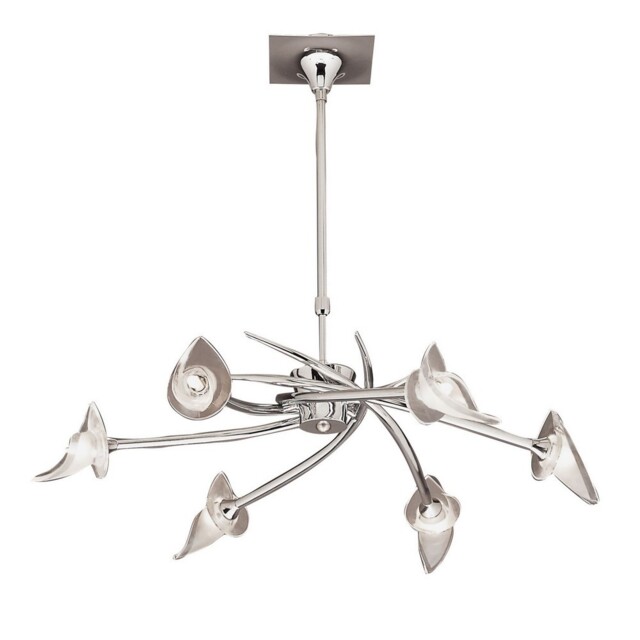 Flavia Telescopic Ceiling Pendant Semi Flush Convertible Round 6 Light G9, Polished Chrome - image 1