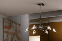 Flavia Telescopic Ceiling Pendant Semi Flush Convertible Round 6 Light G9, Polished Chrome - thumbnail 3