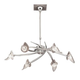 Flavia Telescopic Ceiling Pendant Semi Flush Convertible Round 6 Light G9, Polished Chrome - thumbnail 1