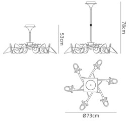 Flavia Telescopic Ceiling Pendant Semi Flush Convertible Round 6 Light G9, Polished Chrome - thumbnail 2