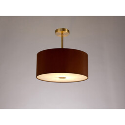 Baymont Antique Brass E27 Semi Flush With 40cm x 18cm Dual Faux Silk Shade, Raw Cocoa/Grecian Bronze - thumbnail 2