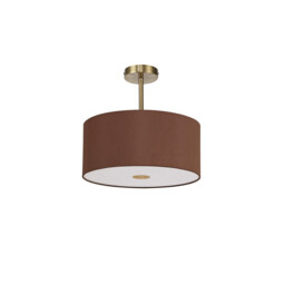 Baymont Antique Brass E27 Semi Flush With 40cm x 18cm Dual Faux Silk Shade, Raw Cocoa/Grecian Bronze - thumbnail 5