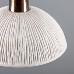 Kauri Dome Pendant, Matte White Striped, Antique Brass - thumbnail 5