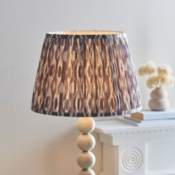 Higgledy Gloss Almond White Paint Floor Lamp with Pearl Grey Fabric Ikat Shade 35cm E27 - thumbnail 5