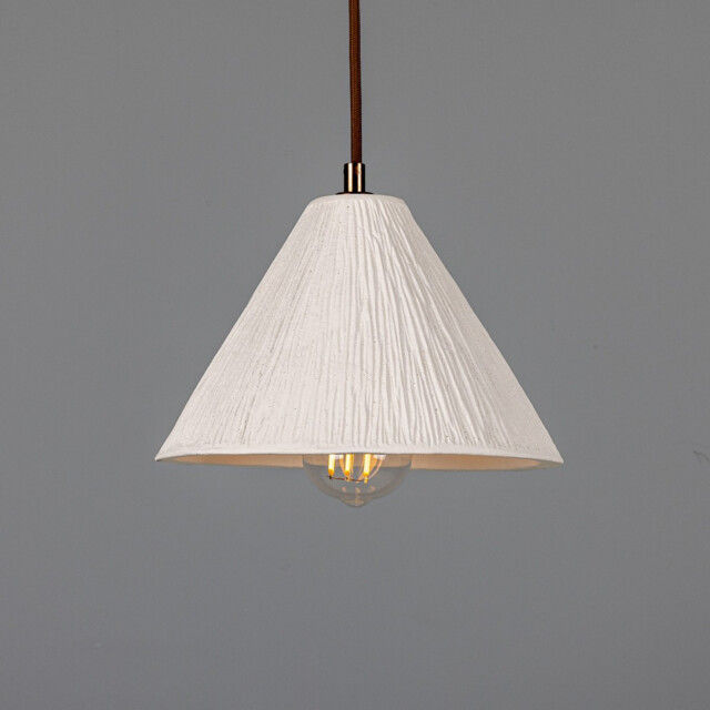 Tilia Ceramic Dome Pendant, Matte White, Antique Brass - image 1