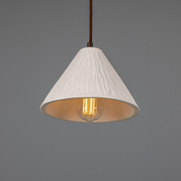 Tilia Ceramic Dome Pendant, Matte White, Antique Brass - thumbnail 2