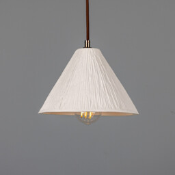 Tilia Ceramic Dome Pendant, Matte White, Antique Brass - thumbnail 1