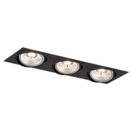 Olimp Plus GU10 Triple Recessed Downlight Black Structure