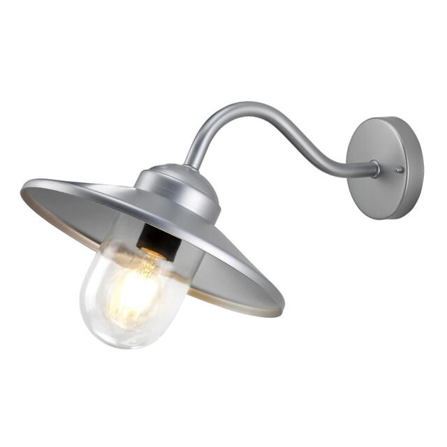 Klampenborg 1 Light Outdoor Fisherman Dome Wall Lantern Light Silver IP44, E27 - image 1
