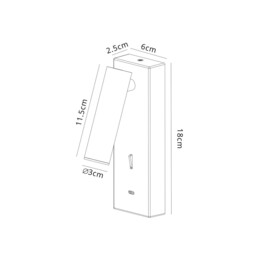 Tarifa III Switched Wall/Reading Light Adjustable With USB-C Socket, 3W LED, 3000K, 210lm, Switched, Antique Brass - thumbnail 3