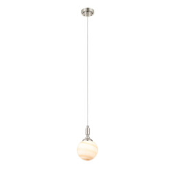 Richmond 12cm Pendant, 1 Light G9, IP44, Polished Nickel/Brown/White Round Marble Effect Glass - thumbnail 5