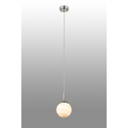 Richmond 12cm Pendant, 1 Light G9, IP44, Polished Nickel/Brown/White Round Marble Effect Glass - thumbnail 3