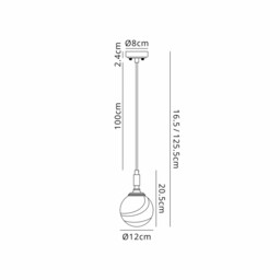 Richmond 12cm Pendant, 1 Light G9, IP44, Polished Nickel/Brown/White Round Marble Effect Glass - thumbnail 2