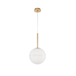 Cantona Globe Pendant Ceiling Light White Opal Glass Brass Gold LED E27