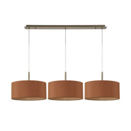 Baymont Antique Brass 3 Light E27 Linear Pendant With 40cm x 18cm Dual Faux Silk Shade, Raw Cocoa/Grecian Bronze - thumbnail 5