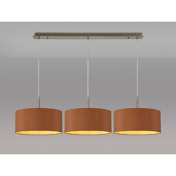 Baymont Antique Brass 3 Light E27 Linear Pendant With 40cm x 18cm Dual Faux Silk Shade, Raw Cocoa/Grecian Bronze - thumbnail 2