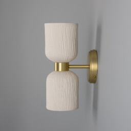 Sakura Wall Light, Matte White Striped, Satin Brass - thumbnail 3