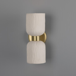 Sakura Wall Light, Matte White Striped, Satin Brass - thumbnail 2