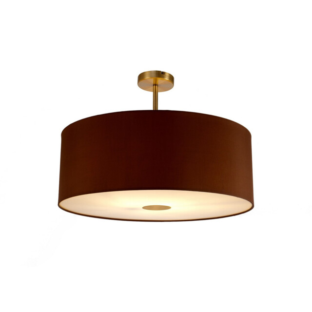 Baymont Antique Brass E27 Semi Flush With 60cm x 22cm Dual Faux Silk Shade, Raw Cocoa/Grecian Bronze - image 1