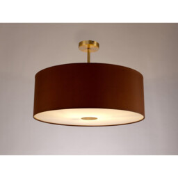 Baymont Antique Brass E27 Semi Flush With 60cm x 22cm Dual Faux Silk Shade, Raw Cocoa/Grecian Bronze - thumbnail 2