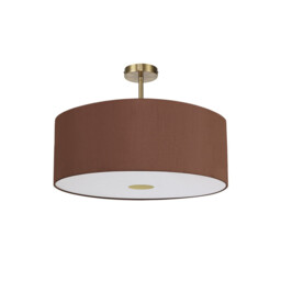 Baymont Antique Brass E27 Semi Flush With 60cm x 22cm Dual Faux Silk Shade, Raw Cocoa/Grecian Bronze - thumbnail 5