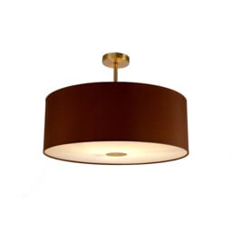 Baymont Antique Brass E27 Semi Flush With 60cm x 22cm Dual Faux Silk Shade, Raw Cocoa/Grecian Bronze - thumbnail 1