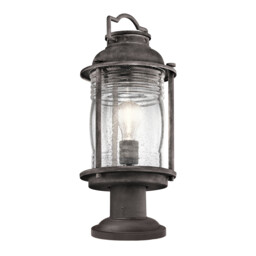 Ashland Bay 1 Light Medium Outdoor Pedestal Lantern Zinc IP44, E27 - thumbnail 1