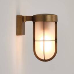 Cabin Outdoor Frosted Wall Light Antique Brass IP44, E27