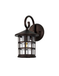 Horicon Down Round Grid Wall Lamp, 1 x E27, IP44, Antique Bronze, Clear Glass, 2yrs Warranty - thumbnail 5