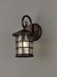 Horicon Down Round Grid Wall Lamp, 1 x E27, IP44, Antique Bronze, Clear Glass, 2yrs Warranty - thumbnail 3