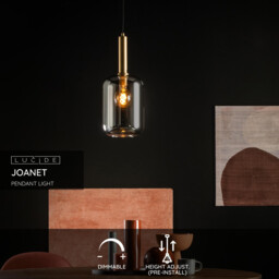 Joanet Modern Pendant Light - Ø 22cm - 1xE27 - Smoke Grey - thumbnail 2