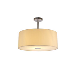 Baymont Polished Chrome E27 Semi Flush With 50cm x 20cm Faux Silk Shade, Ivory Pearl/White Laminate