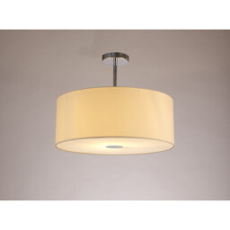 Baymont Polished Chrome E27 Semi Flush With 50cm x 20cm Faux Silk Shade, Ivory Pearl/White Laminate - thumbnail 2
