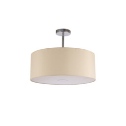Baymont Polished Chrome E27 Semi Flush With 50cm x 20cm Faux Silk Shade, Ivory Pearl/White Laminate - thumbnail 5