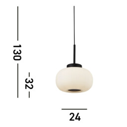 1 Light Ceiling Pendant With Frosted Ribbed Glass - thumbnail 3