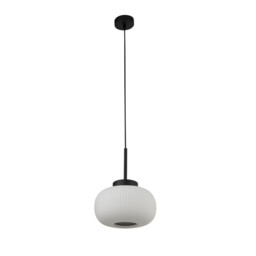 1 Light Ceiling Pendant With Frosted Ribbed Glass - thumbnail 2