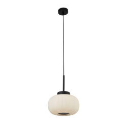 1 Light Ceiling Pendant With Frosted Ribbed Glass