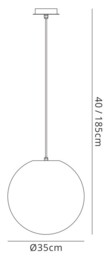 Huevo Globe Ceiling Pendant 1 Light E27 Small Outdoor IP44, Opal White - thumbnail 2