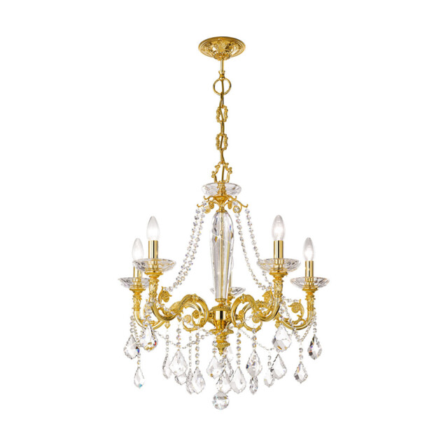Contarini Crystal Crystal Multi Arm Chandeliers 5 Light 24 Carat Gold - image 1