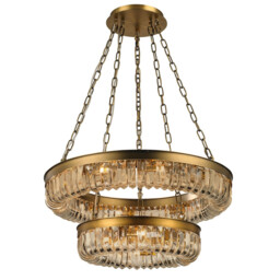Special Pendant 16 Light G9 Brown Brass/Amber Crystal, Item Weight: 18.30kg
