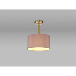 Baymont Antique Brass E27 Semi Flush With 30cm x 17cm Dual Faux Silk Shade, Taupe/Halo Gold - thumbnail 2