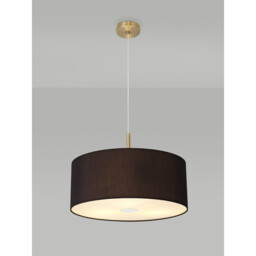 Baymont Antique Brass 3 Light E27 Single Pendant With 50cm x 20cm Faux Silk Shade, Black/White Laminate - thumbnail 2