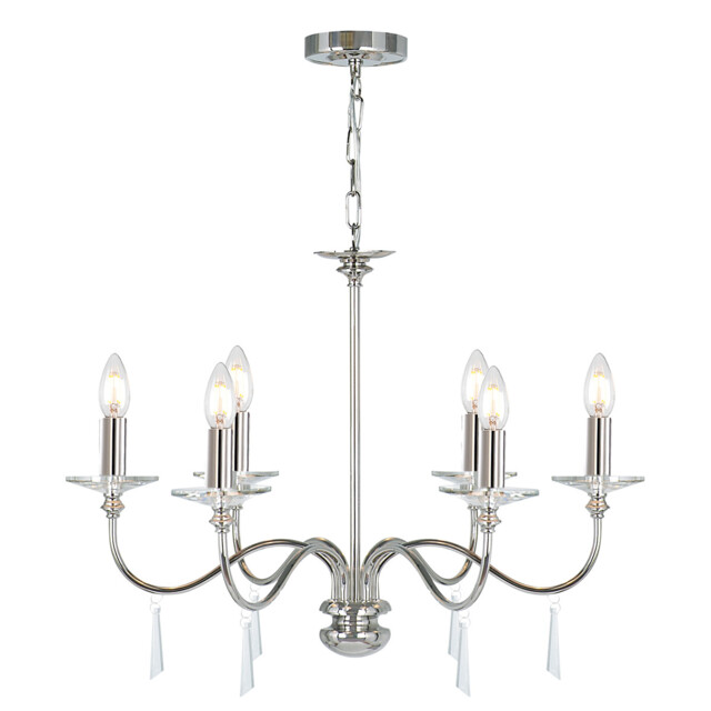 Finsbury Park 6 Light Multi Arm Chandelier Polished Nickel Finish - Shades Not Included, E14 - image 1