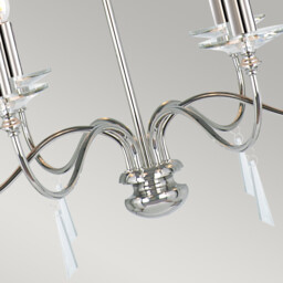 Finsbury Park 6 Light Multi Arm Chandelier Polished Nickel Finish - Shades Not Included, E14 - thumbnail 3