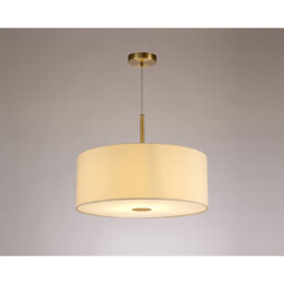 Baymont Antique Brass E27 Single Pendant With 50cm x 20cm Faux Silk Shade, Ivory Pearl/White Laminate - thumbnail 2