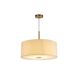 Baymont Antique Brass E27 Single Pendant With 50cm x 20cm Faux Silk Shade, Ivory Pearl/White Laminate - thumbnail 5